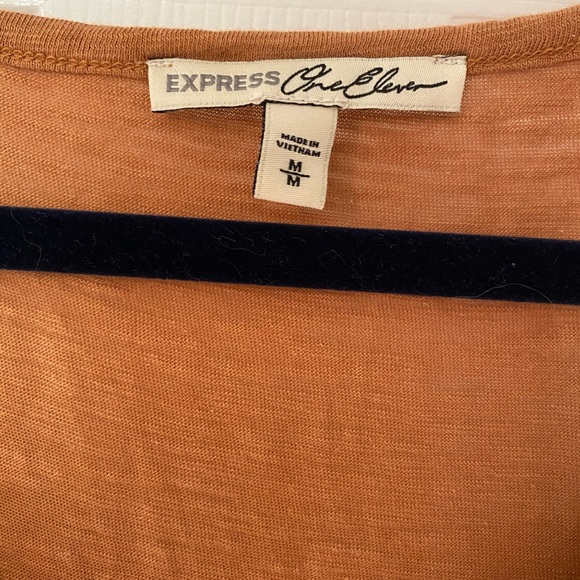 Express Orange Short Sleeve Button Top - Picture 2 of 4